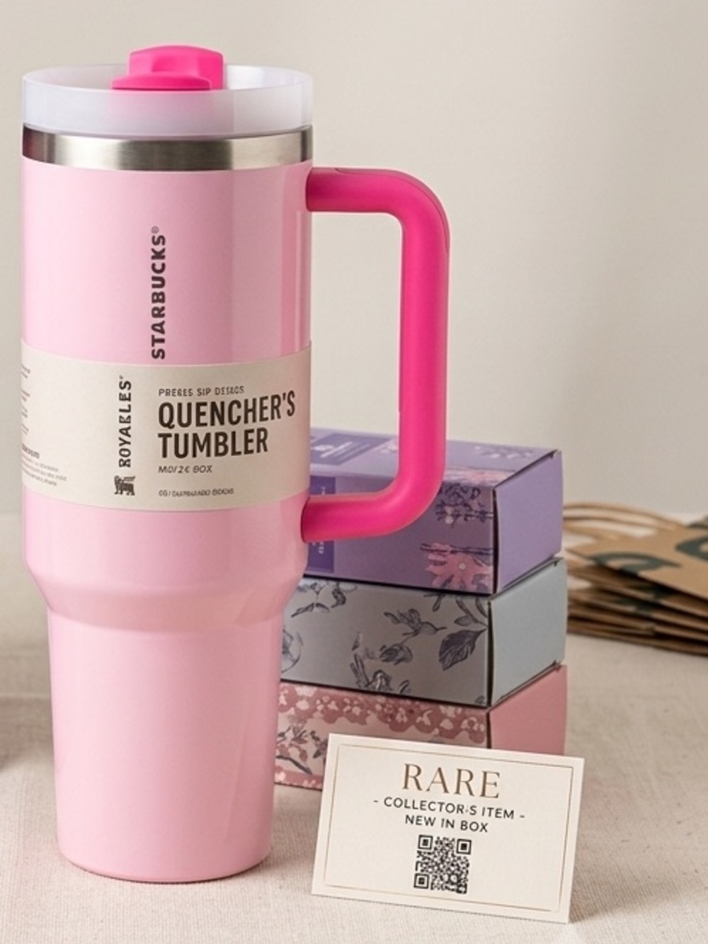 Stanley Starbucks flowstate cold 40oz Pink viral Tumbler water bottle cup  shiny